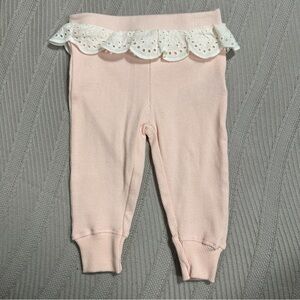 7 For All Mankind baby girl pants, size 3-6 mo., pink with white lace trim NWOT